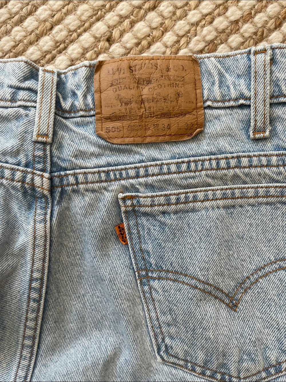 Levi’s Orange Tab 505 Light-wash 1990’s 100% Cotton Denim Jeans 34X32
